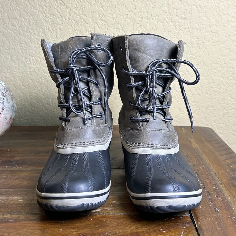 Sorel Slimpack II Lace Duck Boots Womens 9 Gray Waterproof Winter Boots